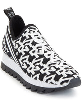 DKNY Women's Lightweight Slip On Fashion Sneaker, Black/White Abbi, 7